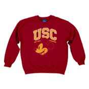 USC Trojans Men's Disney Cardinal Headshot Mickey Fleece Crew Neck Sweatshirt